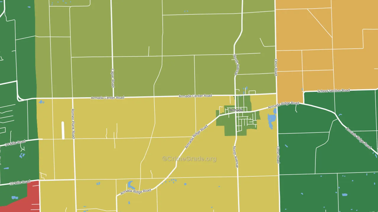 Armada, MI Map of Assault Rates