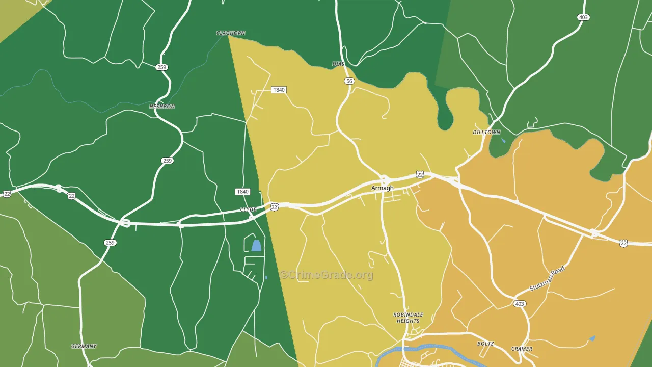 Armagh, PA Map of Assault Rates