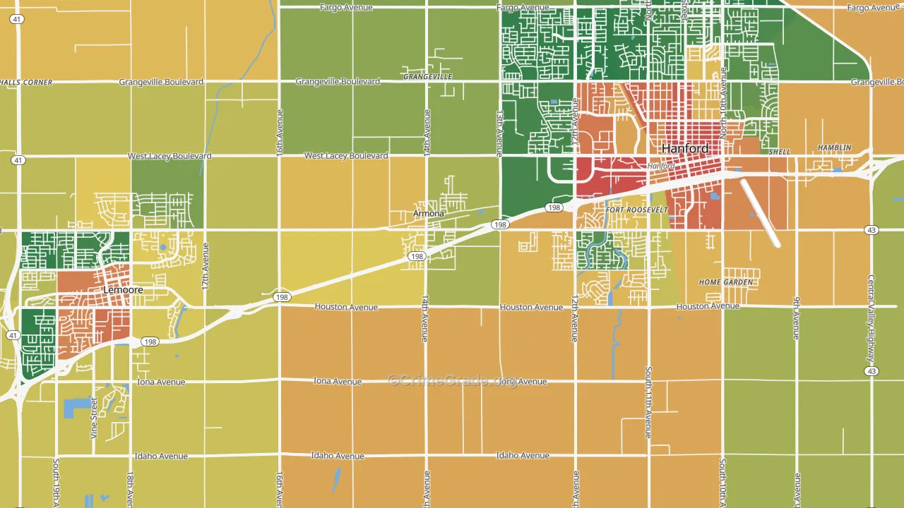 Armona, CA Map of Assault Rates