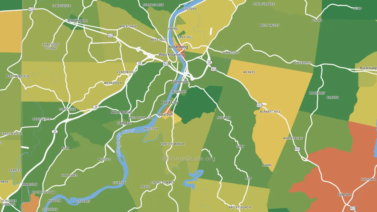 Armstrong County, PA Map of Assault Rates