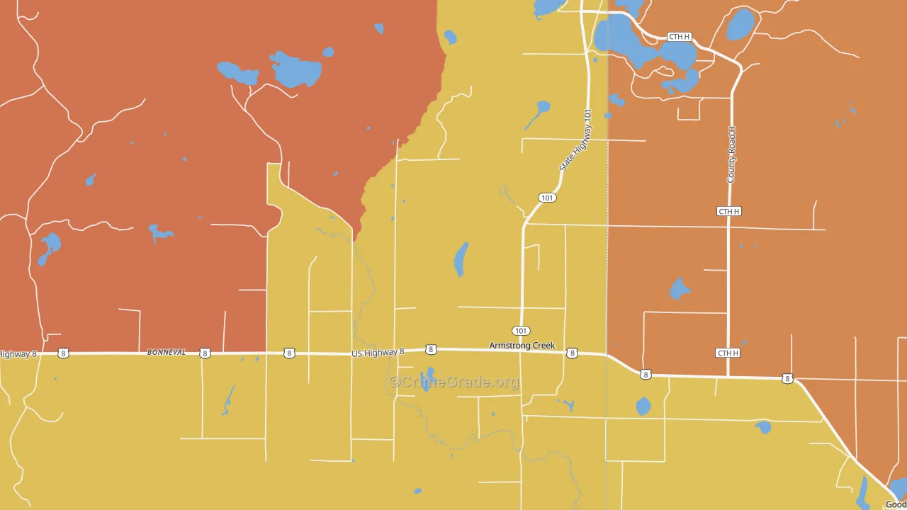 Armstrong Creek, WI Map of Assault Rates