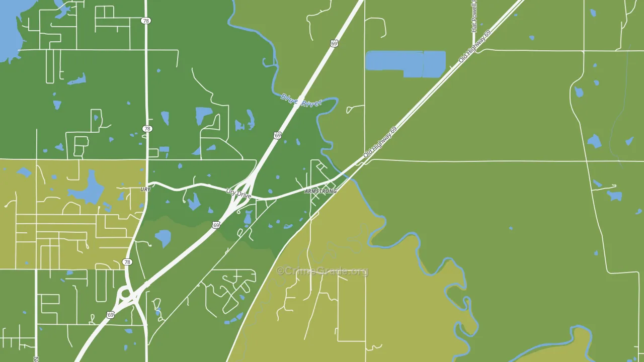 Armstrong, OK Map of Assault Rates