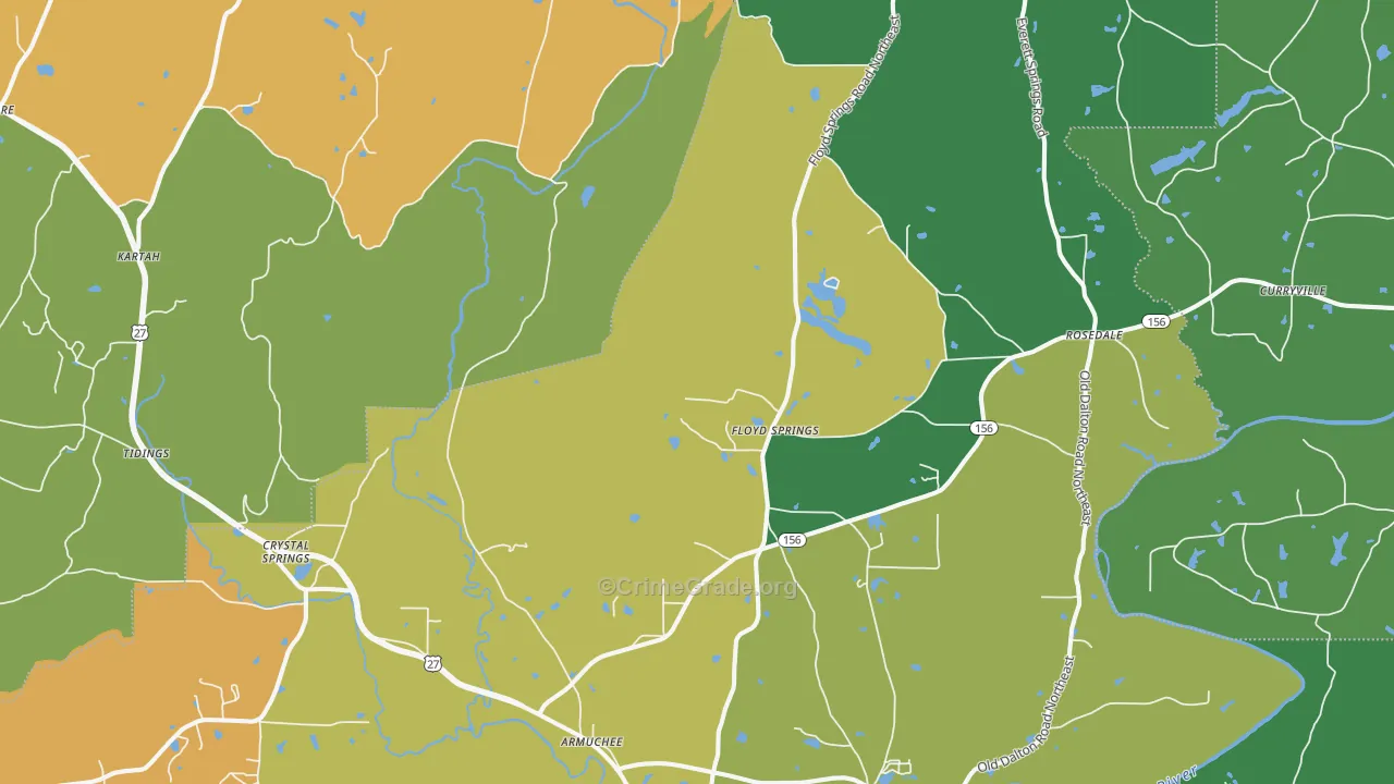 Armuchee, GA Map of Assault Rates