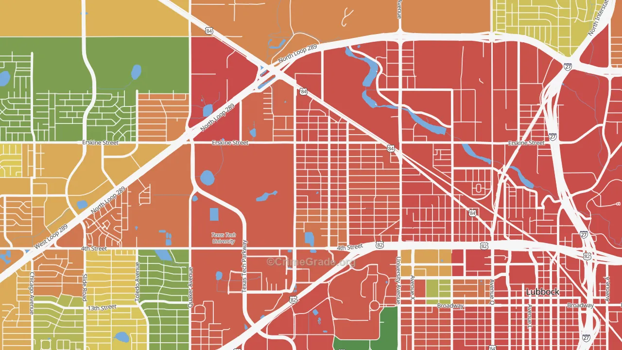 Arnett Benson, Lubbock, TX Map of Assault Rates