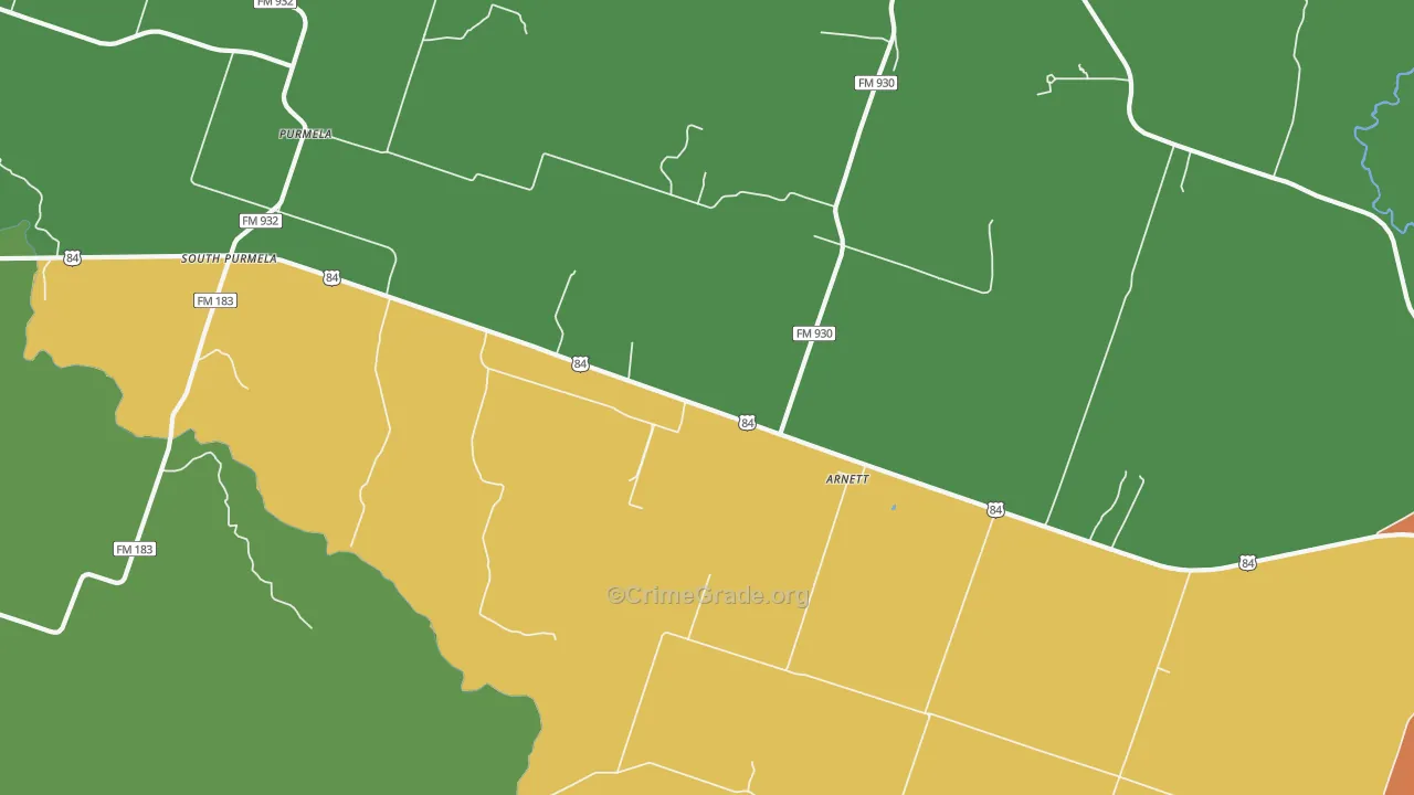 Arnett, TX Map of Assault Rates