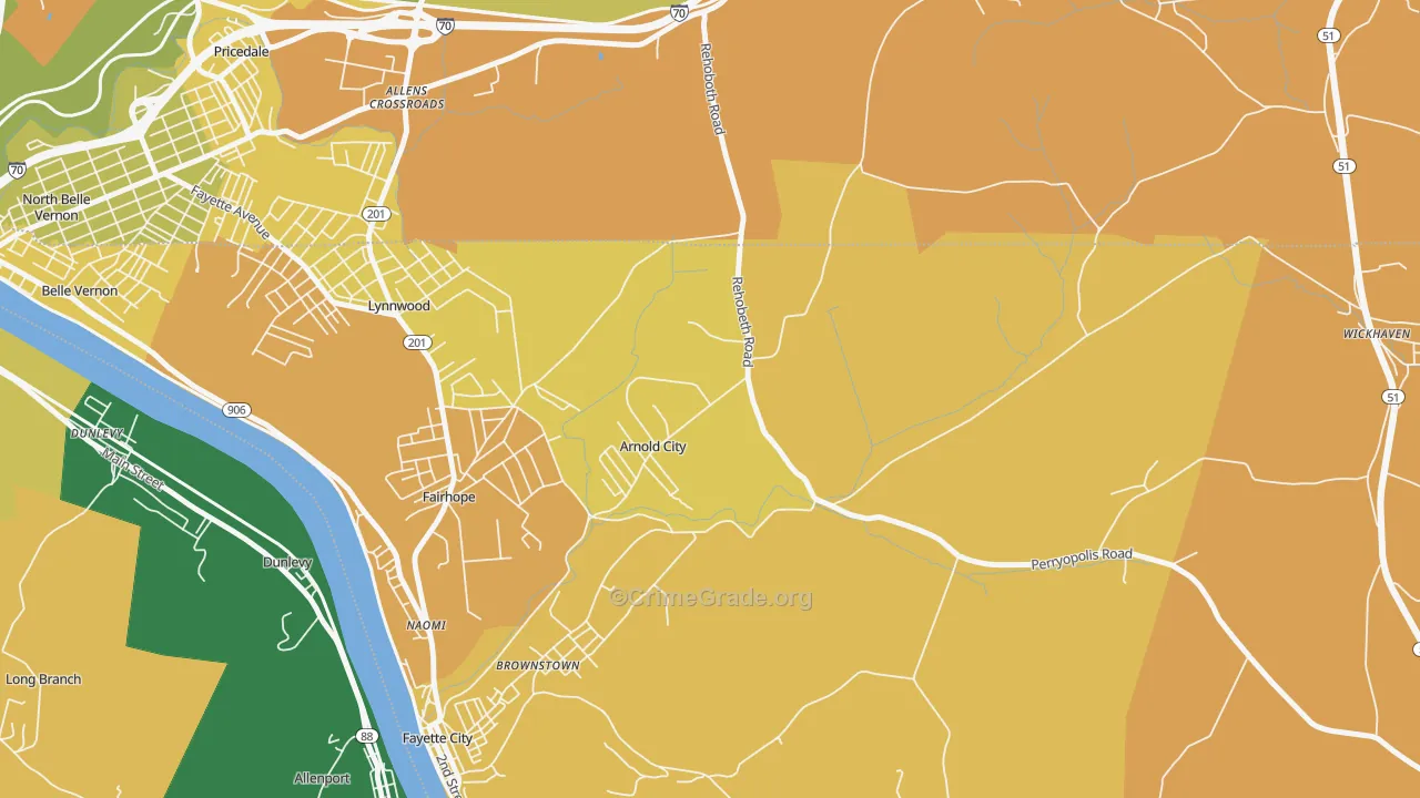 Arnold City, PA Map of Assault Rates