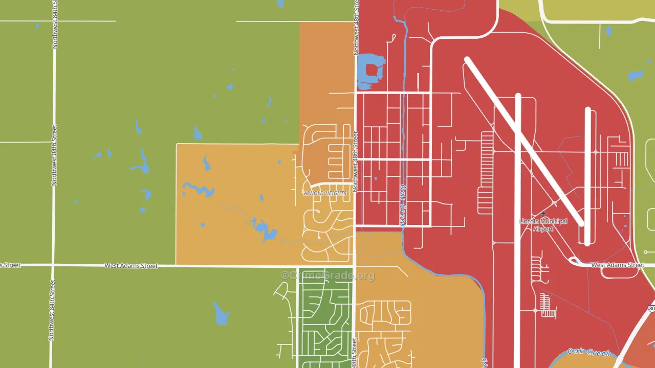 Arnold Heights, Lincoln, NE Map of Assault Rates