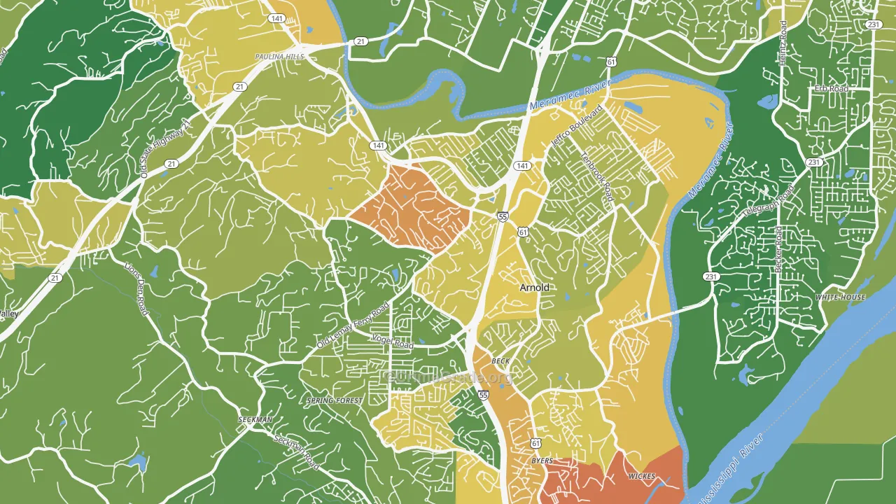 Arnold, MO Map of Assault Rates