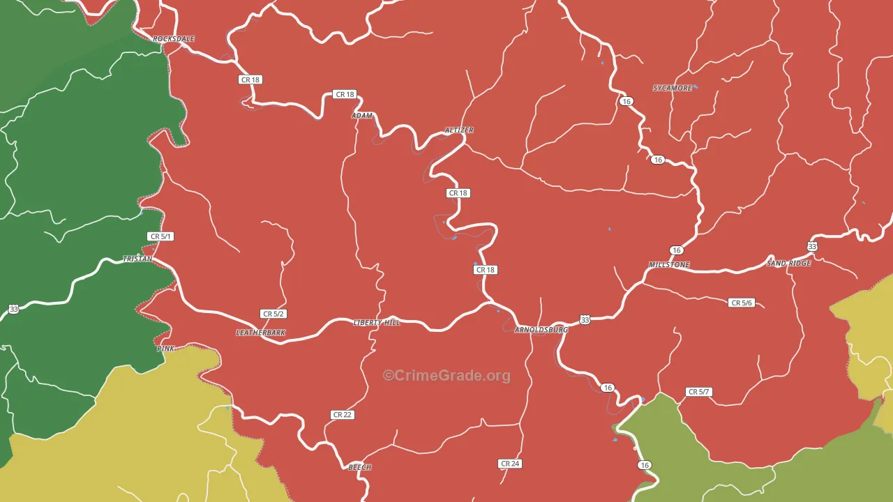 Arnoldsburg, WV Map of Assault Rates