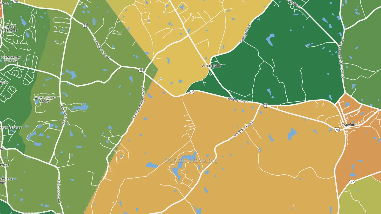 Arnoldsville, GA Map of Assault Rates