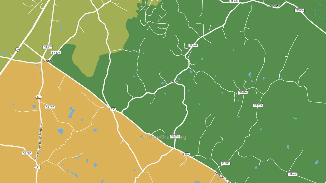 Aroda, VA Map of Assault Rates