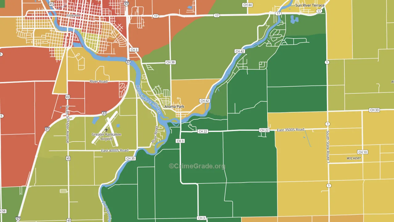 Aroma Park, IL Map of Assault Rates