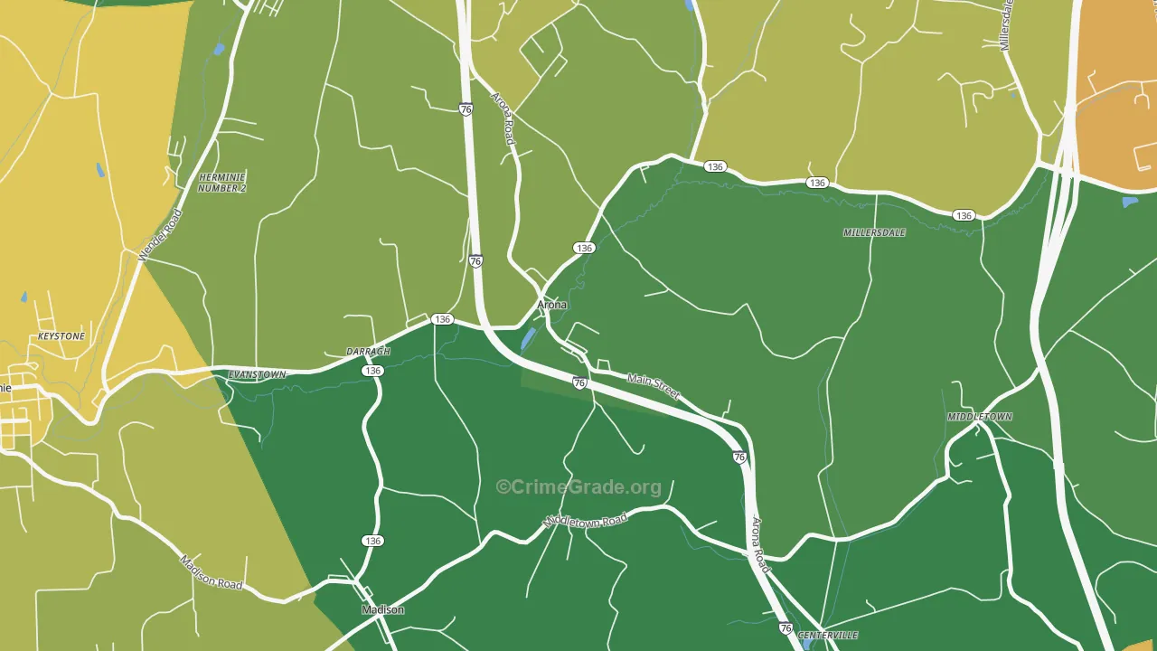 Arona, PA Map of Assault Rates