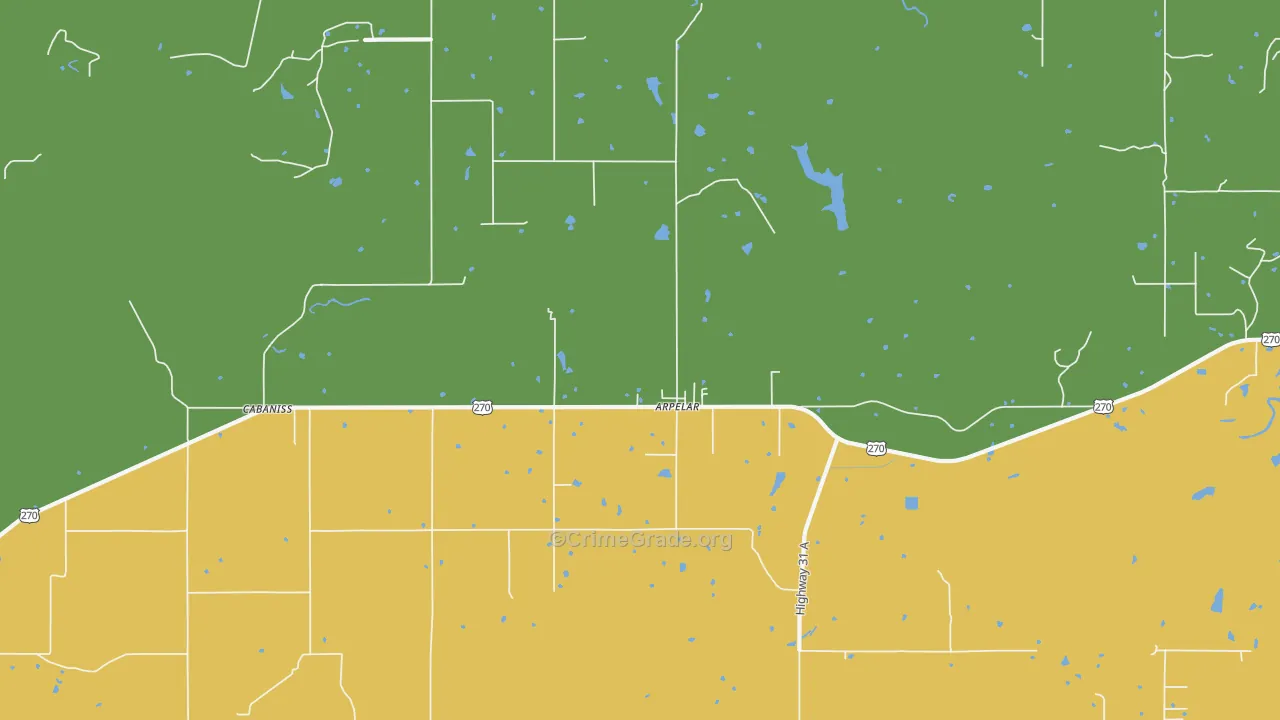 Arpelar, OK Map of Assault Rates