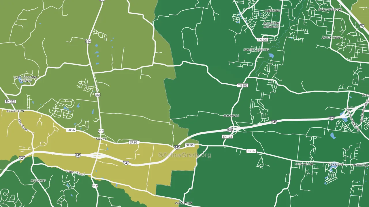 Arrington, TN Map of Assault Rates