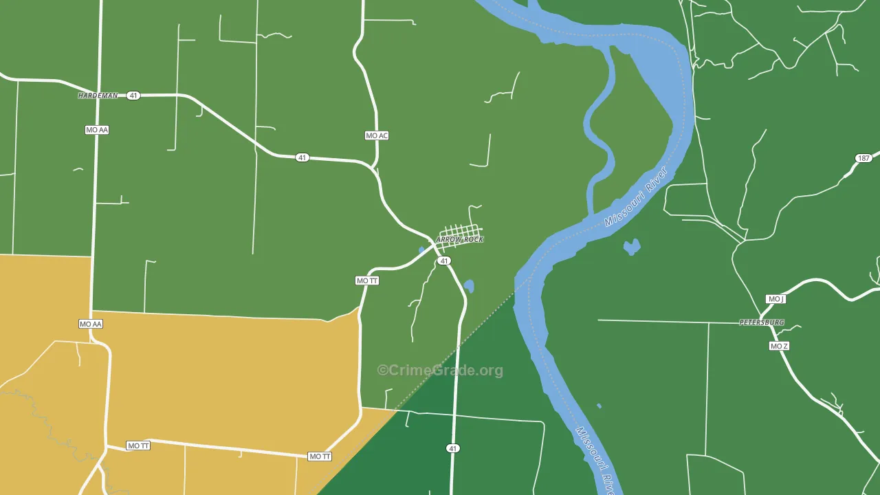 Arrow Rock, MO Map of Assault Rates
