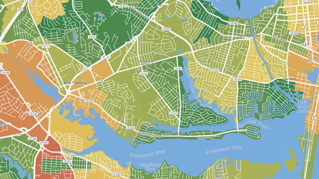 Arrowhead Park, Brick, NJ Map of Assault Rates
