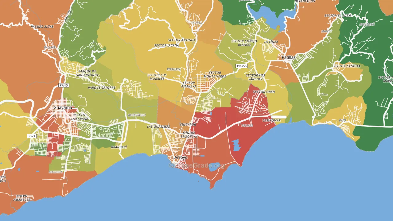 Arroyo Municipio, PR Map of Assault Rates
