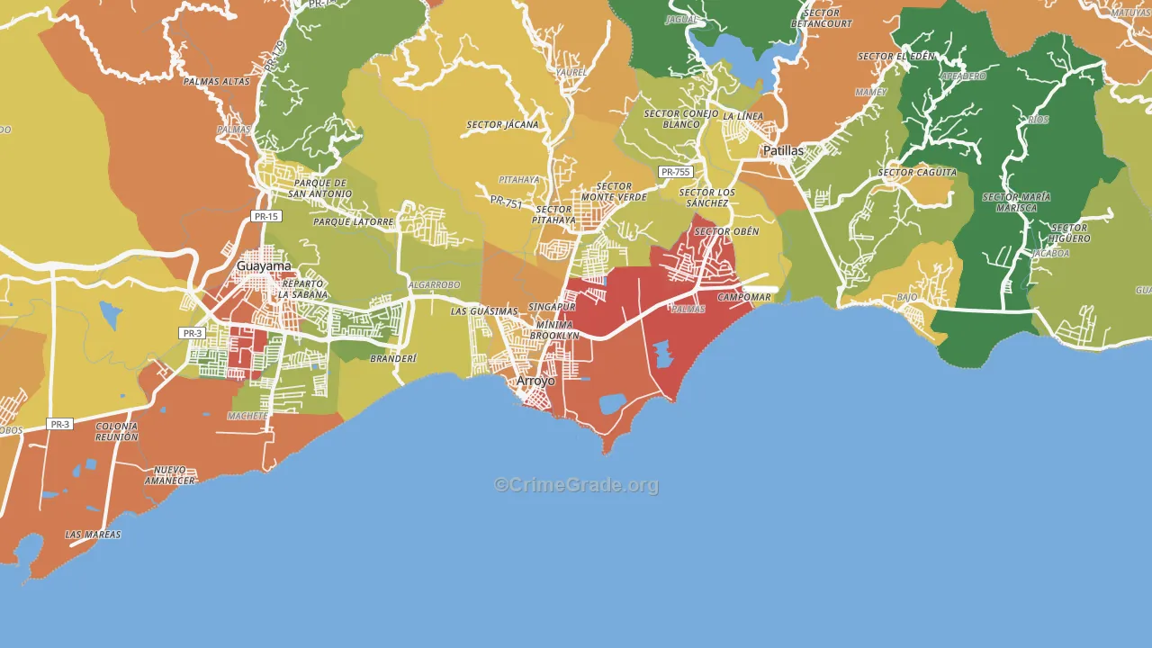 Arroyo, PR Map of Assault Rates