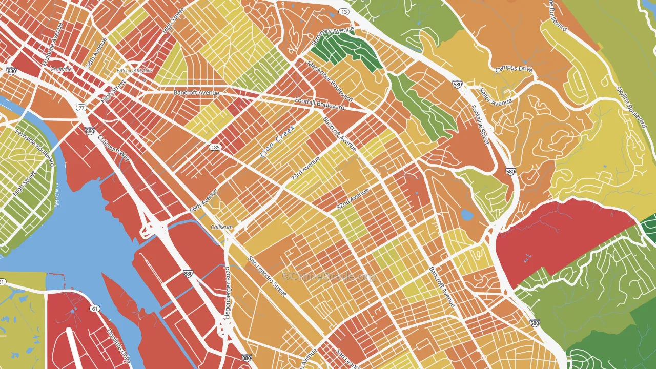 Arroyo Viejo, Oakland, CA Map of Assault Rates
