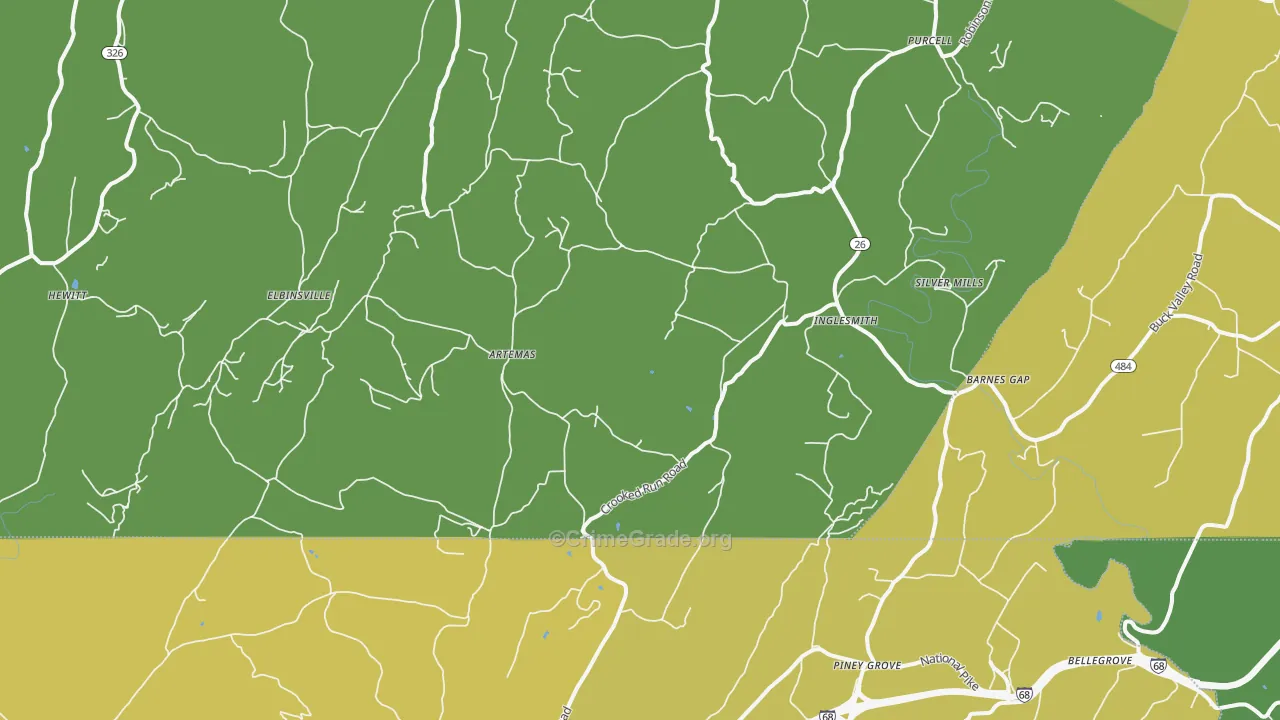 Artemas, PA Map of Assault Rates