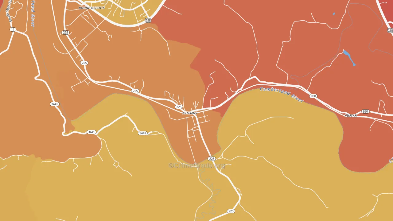 Artemus, KY Map of Assault Rates
