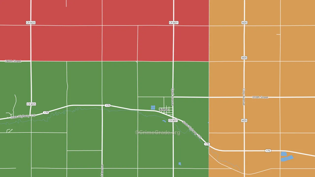 Arthur, IA Map of Assault Rates