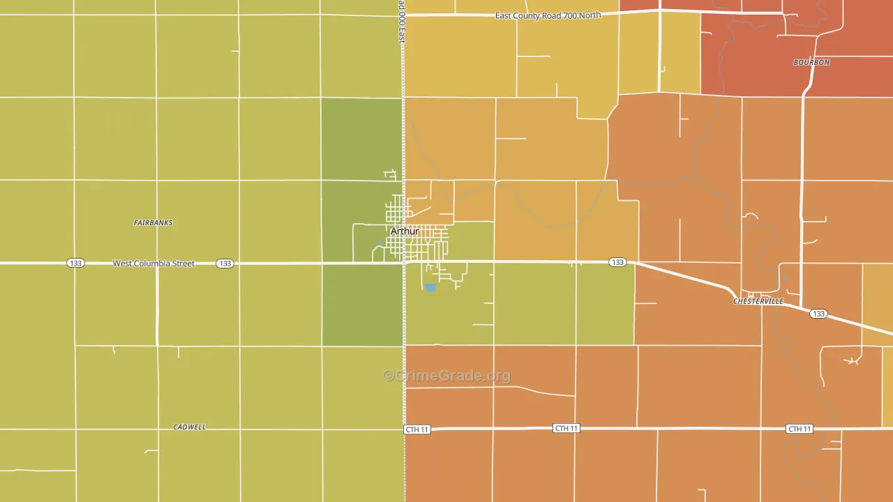 Arthur, IL Map of Assault Rates
