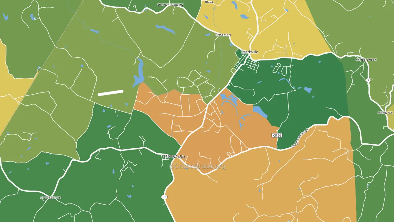 Arthurdale, WV Map of Assault Rates
