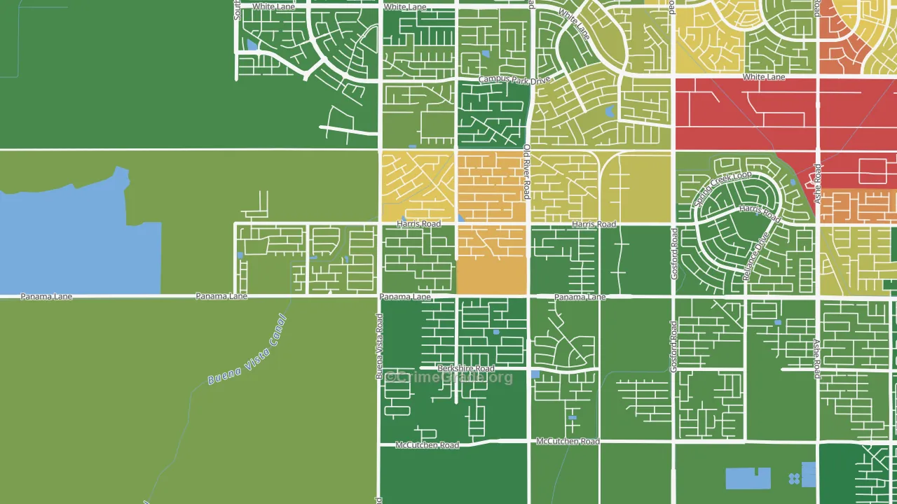 Artisan, Bakersfield, CA Map of Assault Rates