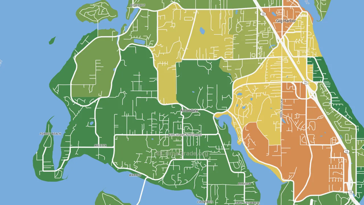 Artondale, WA Map of Assault Rates