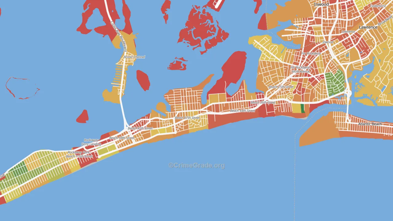 Arverne, Queens, NY Map of Assault Rates