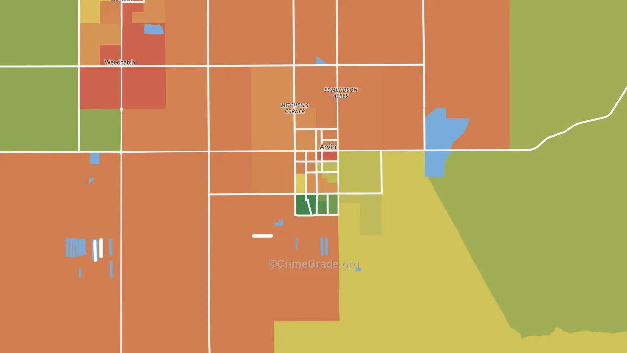 Arvin, CA Map of Assault Rates