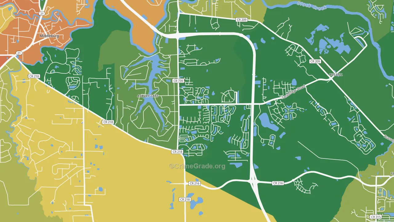 Asbury Lake, FL Map of Assault Rates