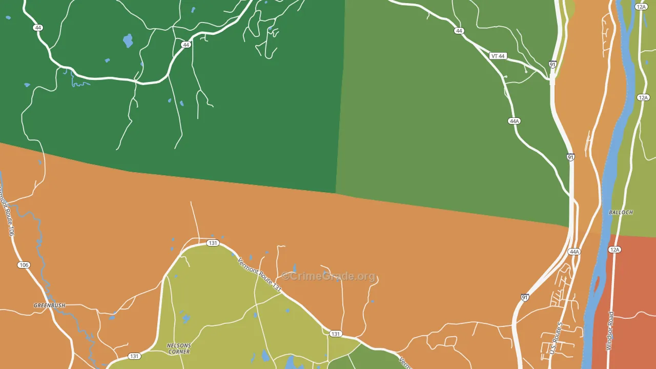 Ascutney, VT Map of Assault Rates