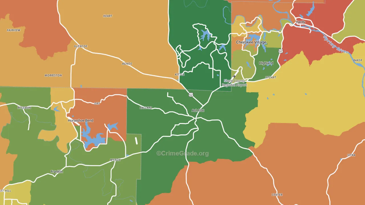 Ash Flat, AR Map of Assault Rates