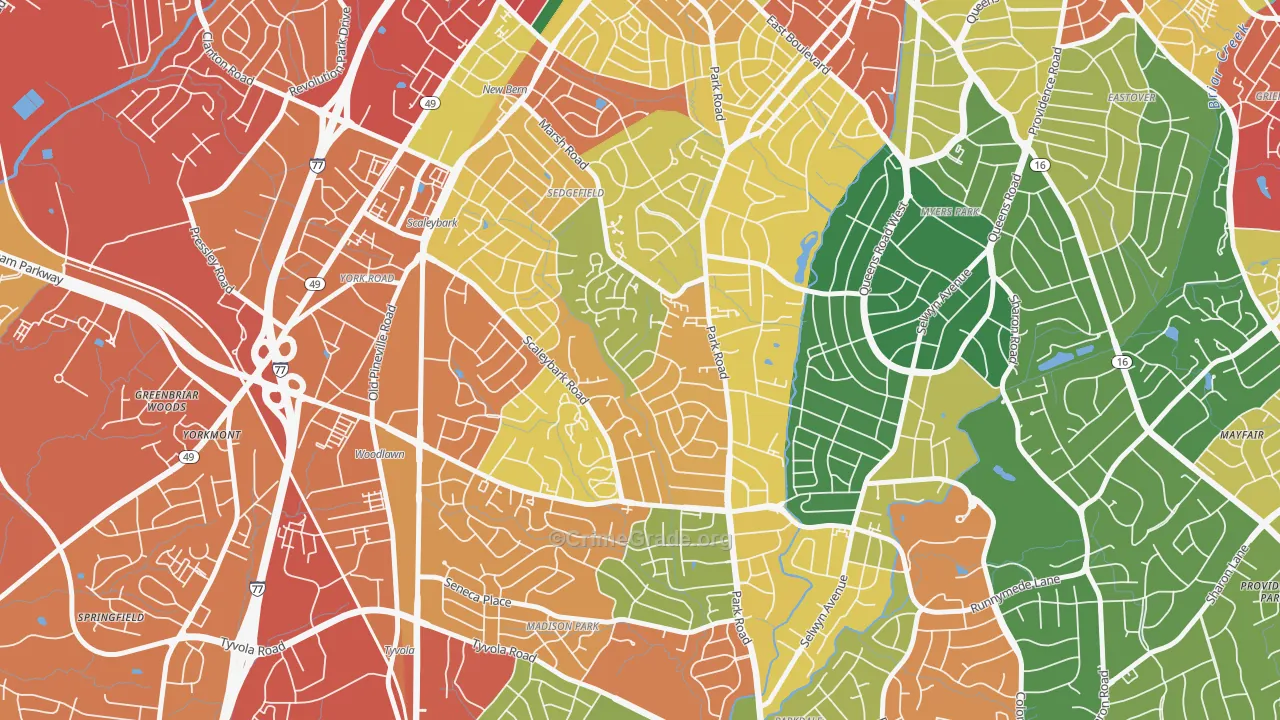 Ashbrook-Clawson Village, Charlotte, NC Map of Assault Rates