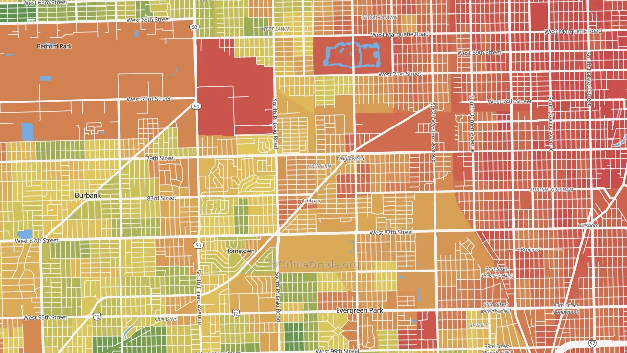 Ashburn, Chicago, IL Map of Assault Rates