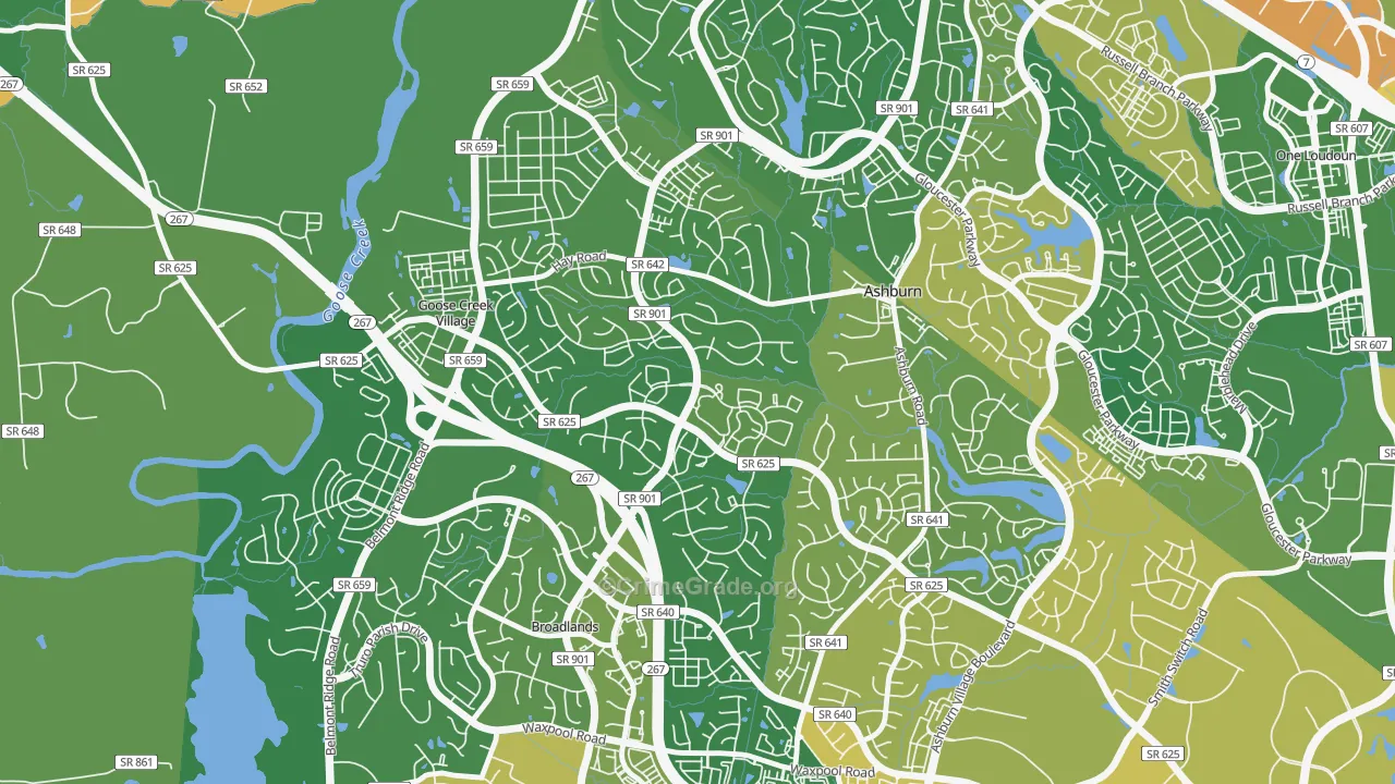 Ashburn Farm, Ashburn, VA Map of Assault Rates