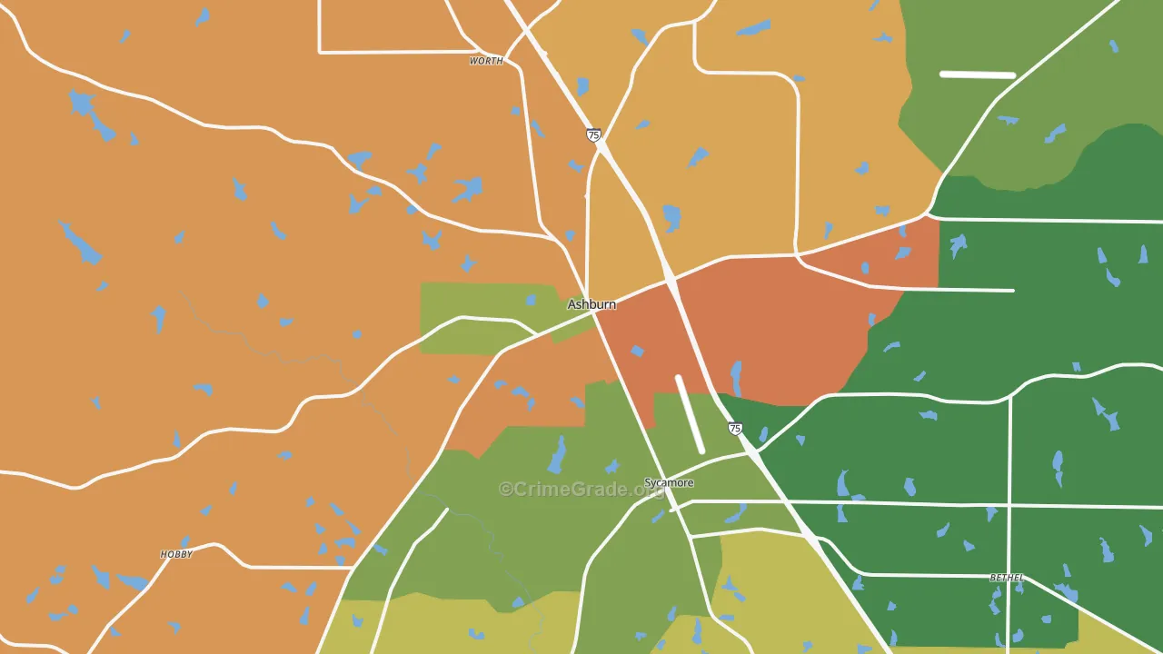 Ashburn, GA Map of Assault Rates