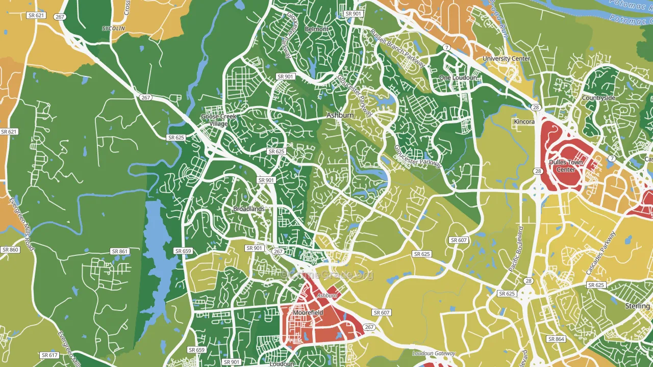 Ashburn, VA Map of Assault Rates