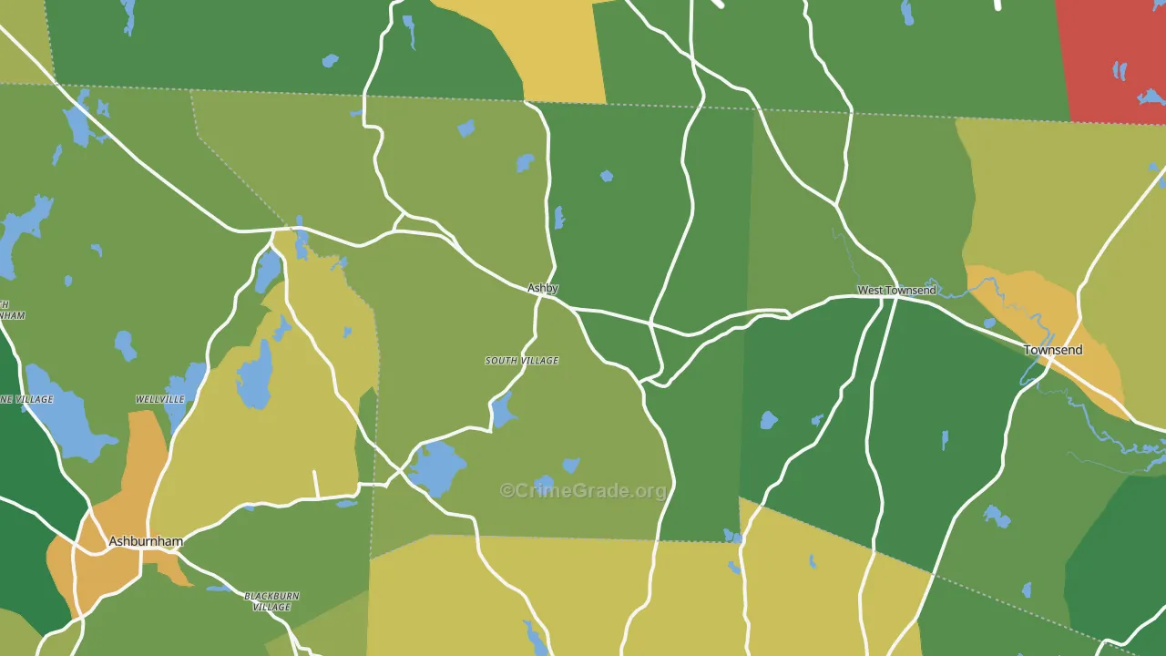 Ashby, MA Map of Assault Rates