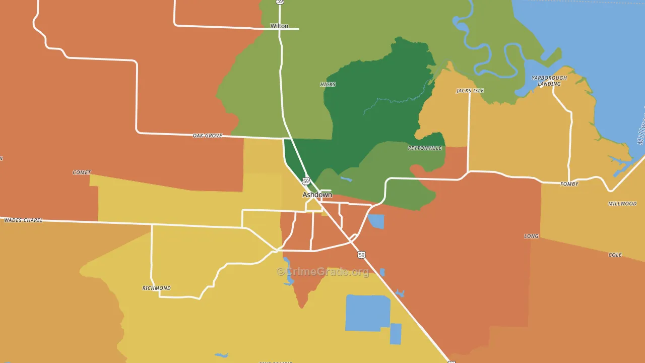 Ashdown, AR Map of Assault Rates