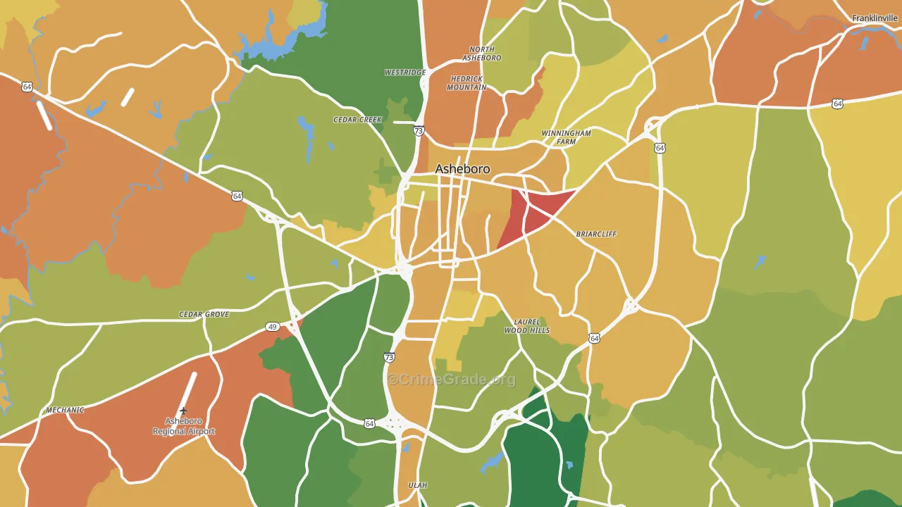Asheboro, NC Map of Assault Rates