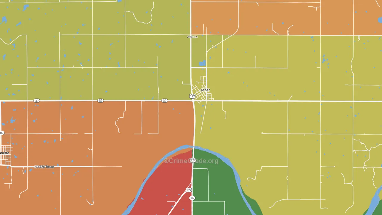 Asher, OK Map of Assault Rates