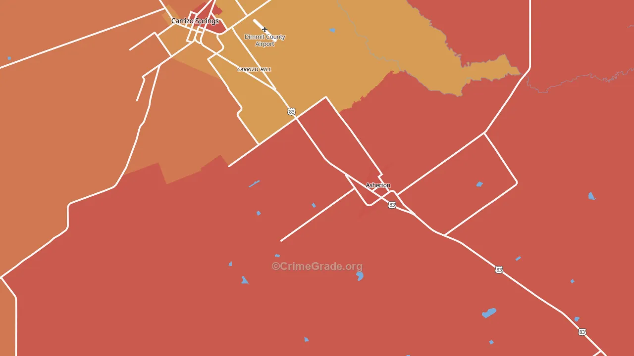 Asherton, TX Map of Assault Rates