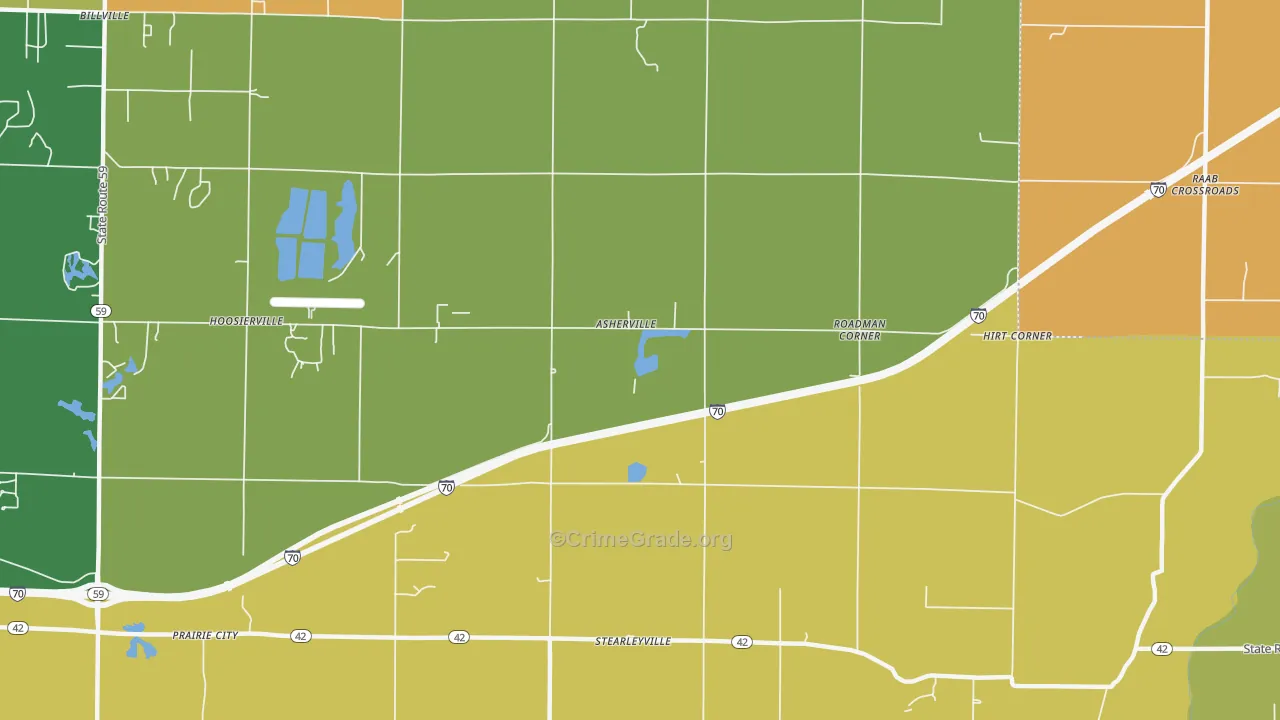 Asherville, IN Map of Assault Rates