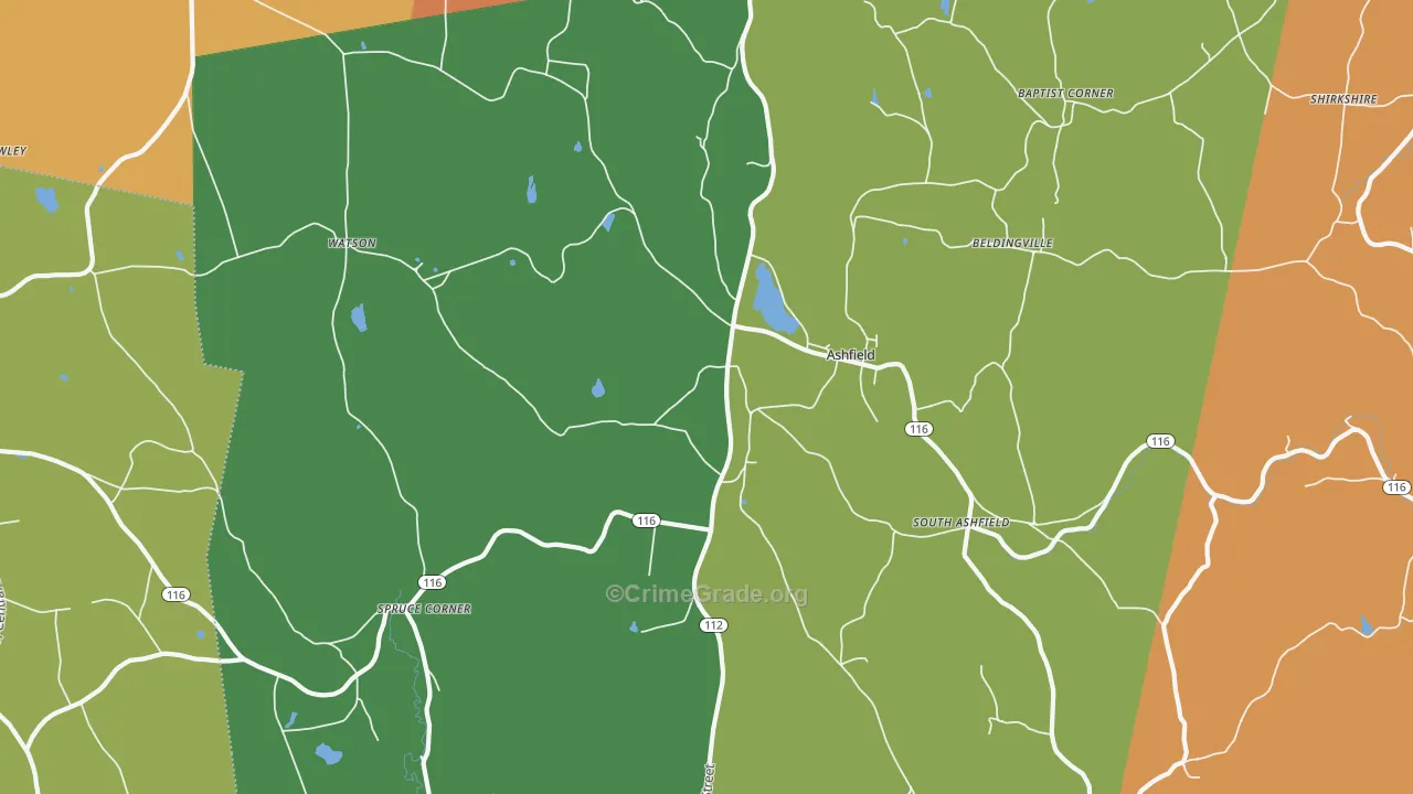 Ashfield, MA Map of Assault Rates