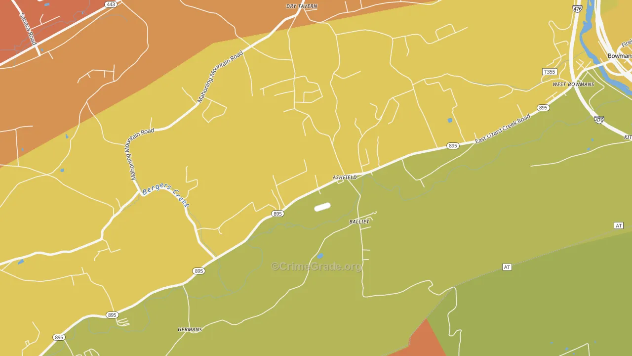 Ashfield, PA Map of Assault Rates