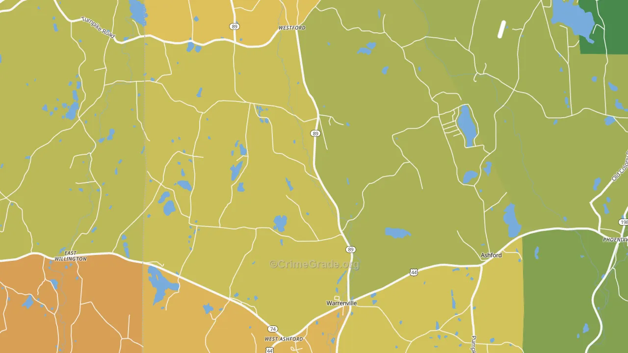 Ashford, CT Map of Assault Rates